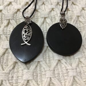 a pair of black necklaces 2