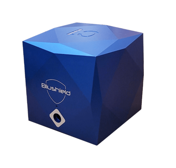 A blue EMF protection cube