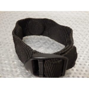 A black nylon strap with a black buckle